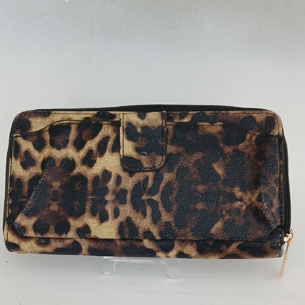 Leopard Print Zip-Around Wallet - image 1
